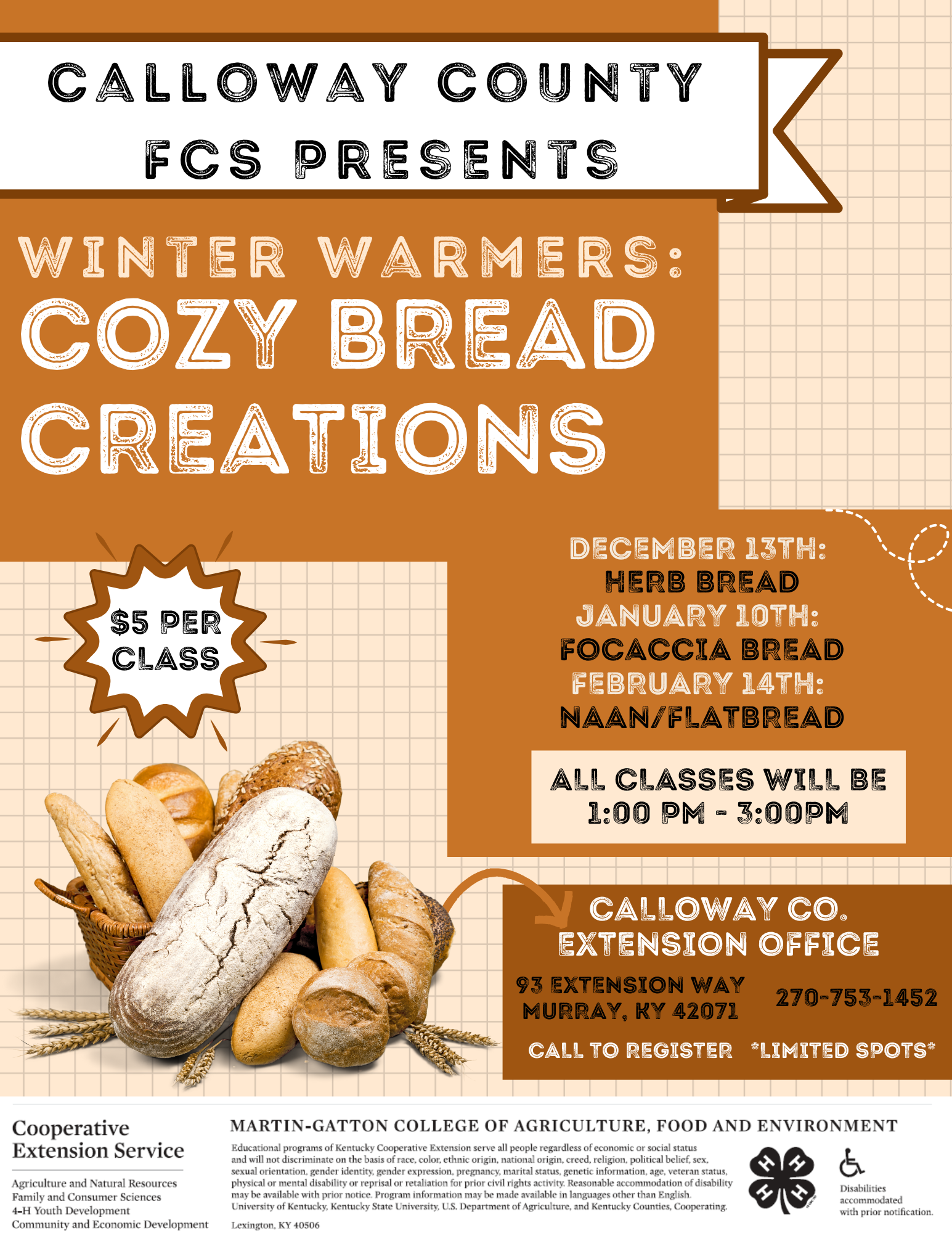 Bread Making Classes Informational Flyer