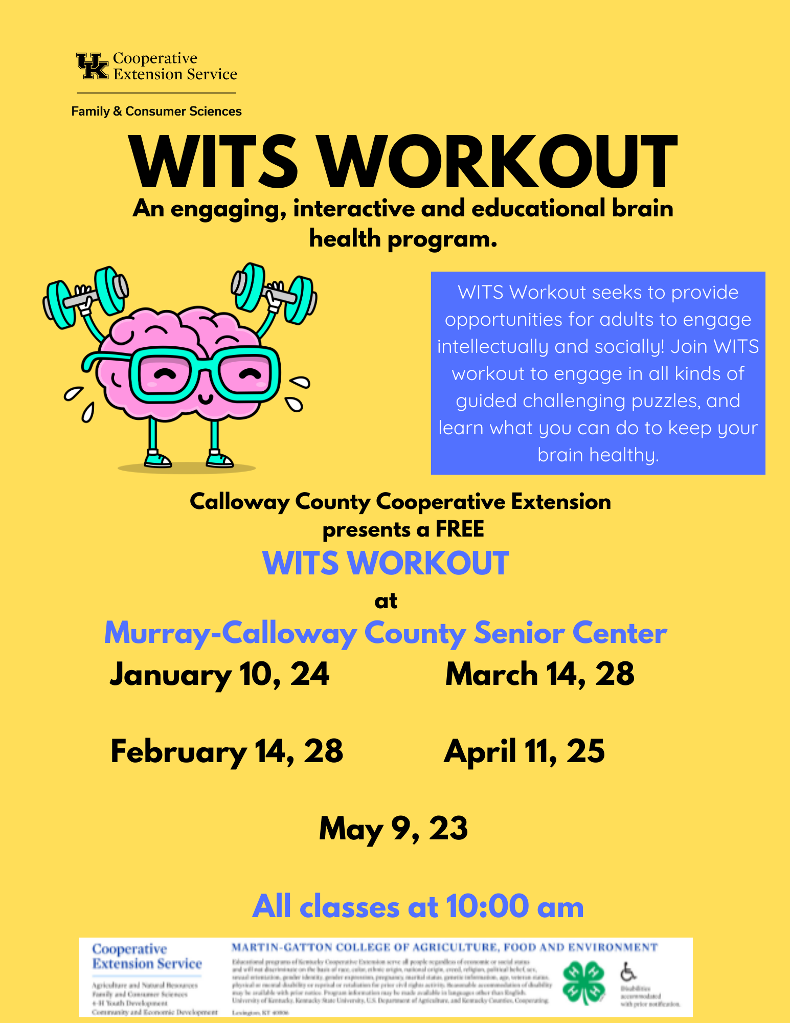 WITS Workout Dates for Winter 2024 & Spring 2025